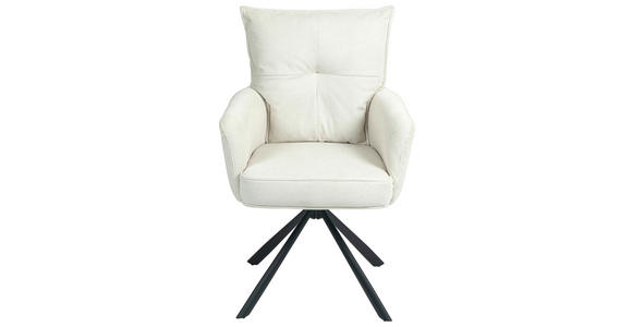 ARMLEHNSTUHL in Eisen Cord - Creme/Schwarz, Design, Textil/Metall (60/95/67cm) - Novel