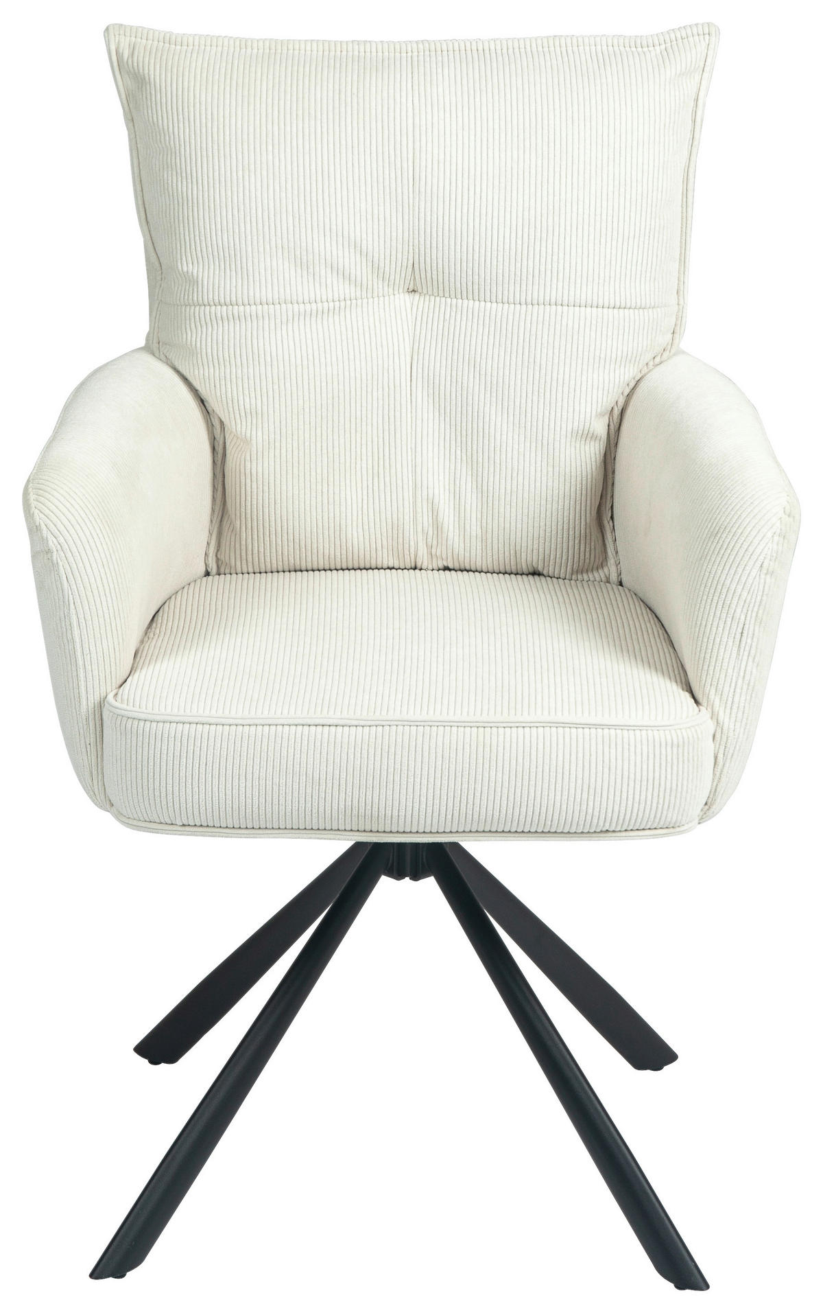 ARMLEHNSTUHL  in Eisen Cord  - Creme/Schwarz, Design, Textil/Metall (60/95/67cm) - Novel