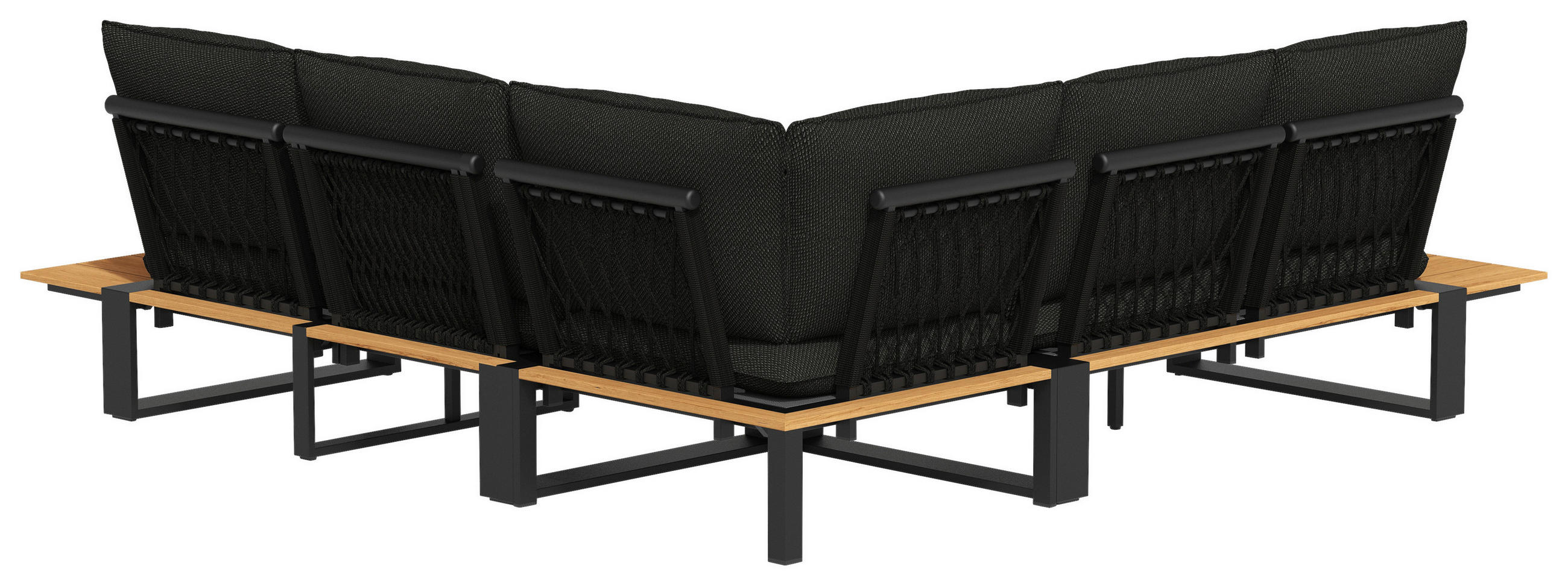 LOUNGEGARNITUR 4-teilig  - Schwarz/Teakfarben, Basics, Holz/Textil (247/247cm) - Tierra Outdoor