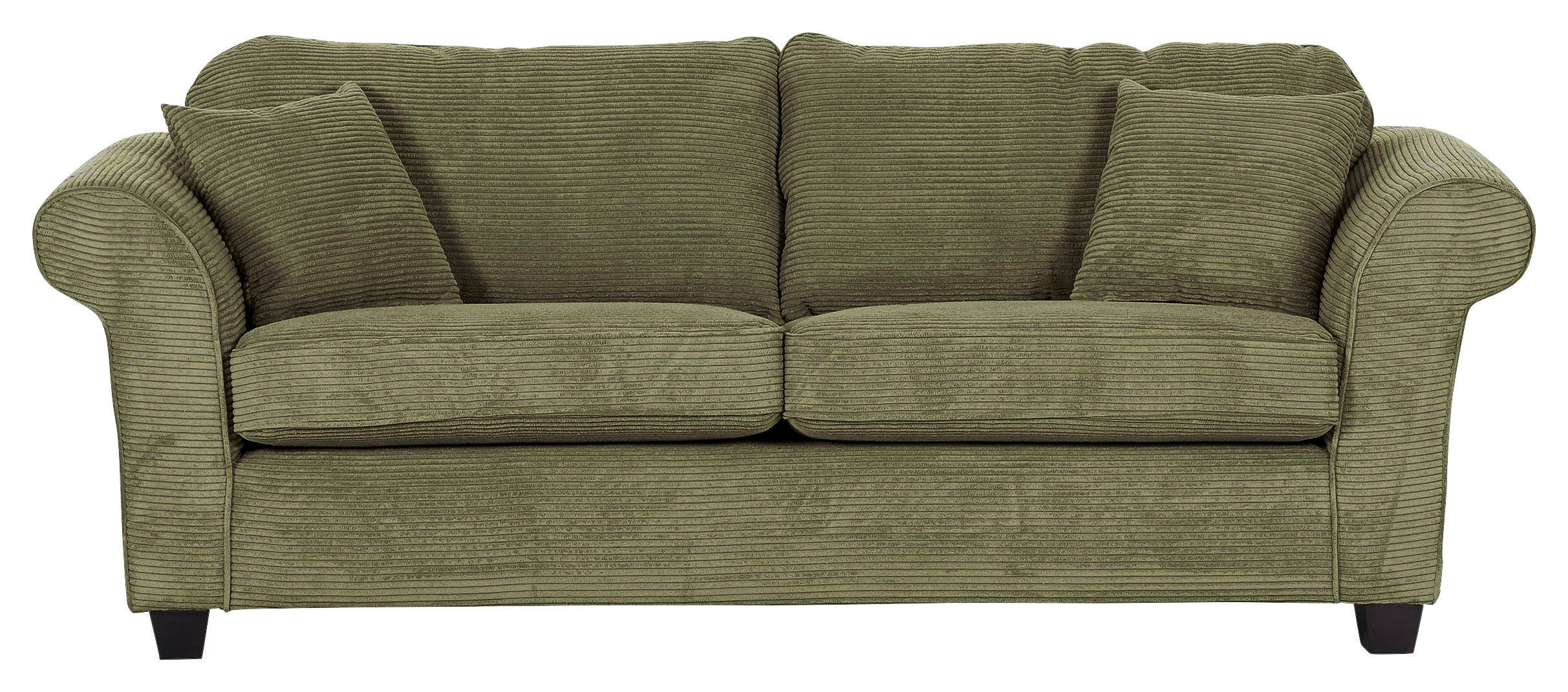 3-SITZER-SOFA Cord Dunkelgrün  - Dunkelgrün/Dunkelbraun, KONVENTIONELL, Holz/Textil (215/70/90cm) - home24