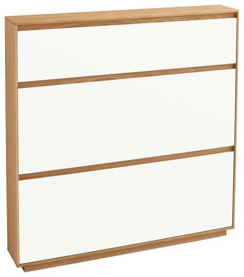 SCHUHKIPPER Eiche teilmassiv lackiert Eiche Bianco, Weiß  - Eiche Bianco/Weiß, Design, Holz/Holzwerkstoff (121/124/21cm)