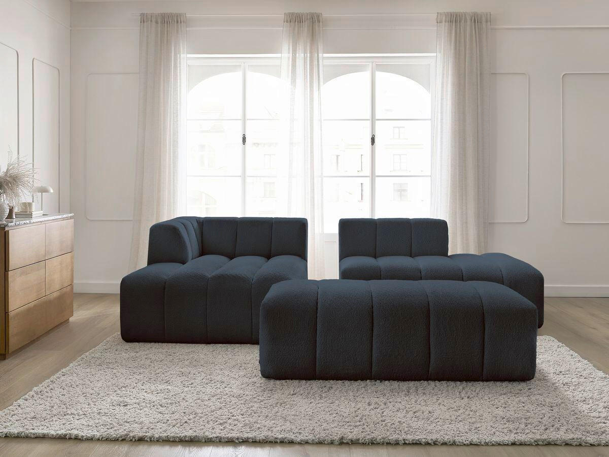 ECKSOFA  ANNECY Dunkelblau Bouclé  - Schwarz/Dunkelblau, MODERN, Kunststoff/Textil (170/262cm)