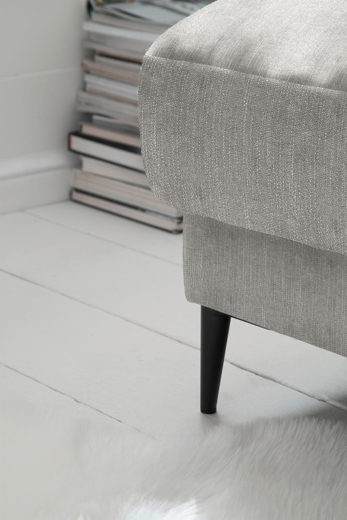 ECKSOFA in Flachgewebe Hellgrau  - Hellgrau/Schwarz, Design, Textil/Metall (207/296cm) - Dieter Knoll