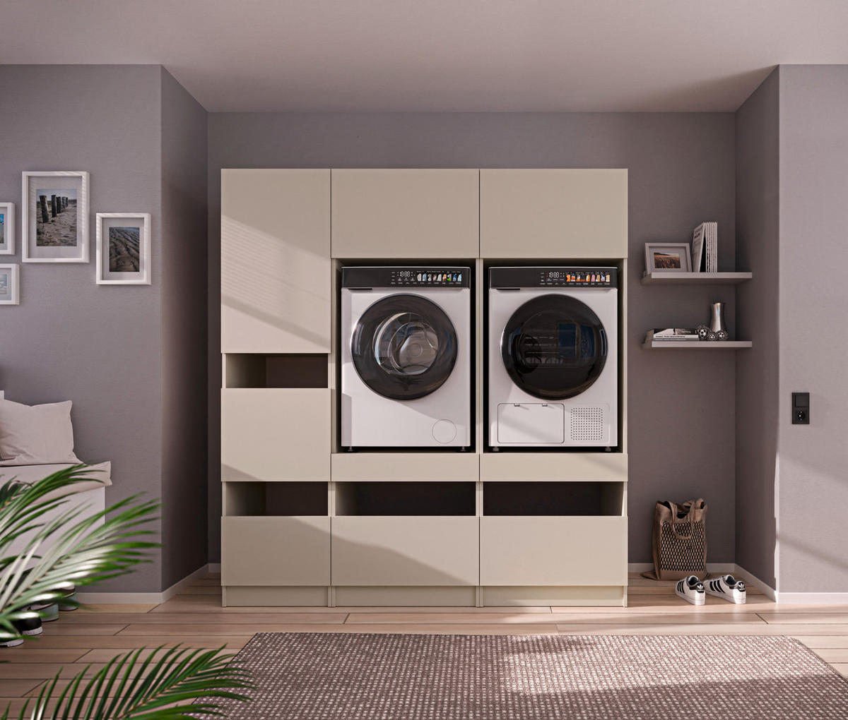 MEHRZWECKSCHRANK 50/200/68 cm  in Kaschmir  - Kaschmir/Schwarz, Design, Holzwerkstoff/Metall (50/200/68cm) - Milino