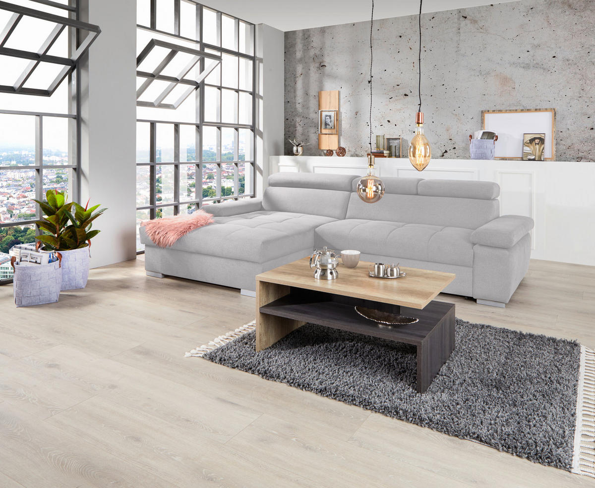 ECKSOFA in Velours Silberfarben  - Silberfarben, Design, Holz/Textil (183/292cm) - Livetastic