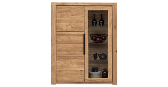 HIGHBOARD in 108/141/40 cm - Eichefarben/Schwarz, Natur, Glas/Holz (108/141/40cm) - Carryhome