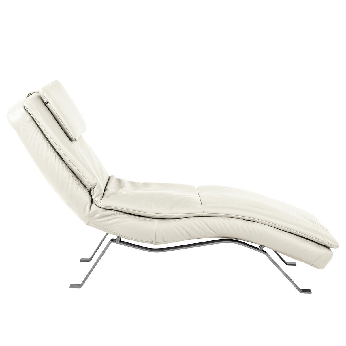 RELAXLIEGE in Echtleder Weiß  - Silberfarben/Weiß, Design, Leder/Metall (65/95/171cm) - Celina Home