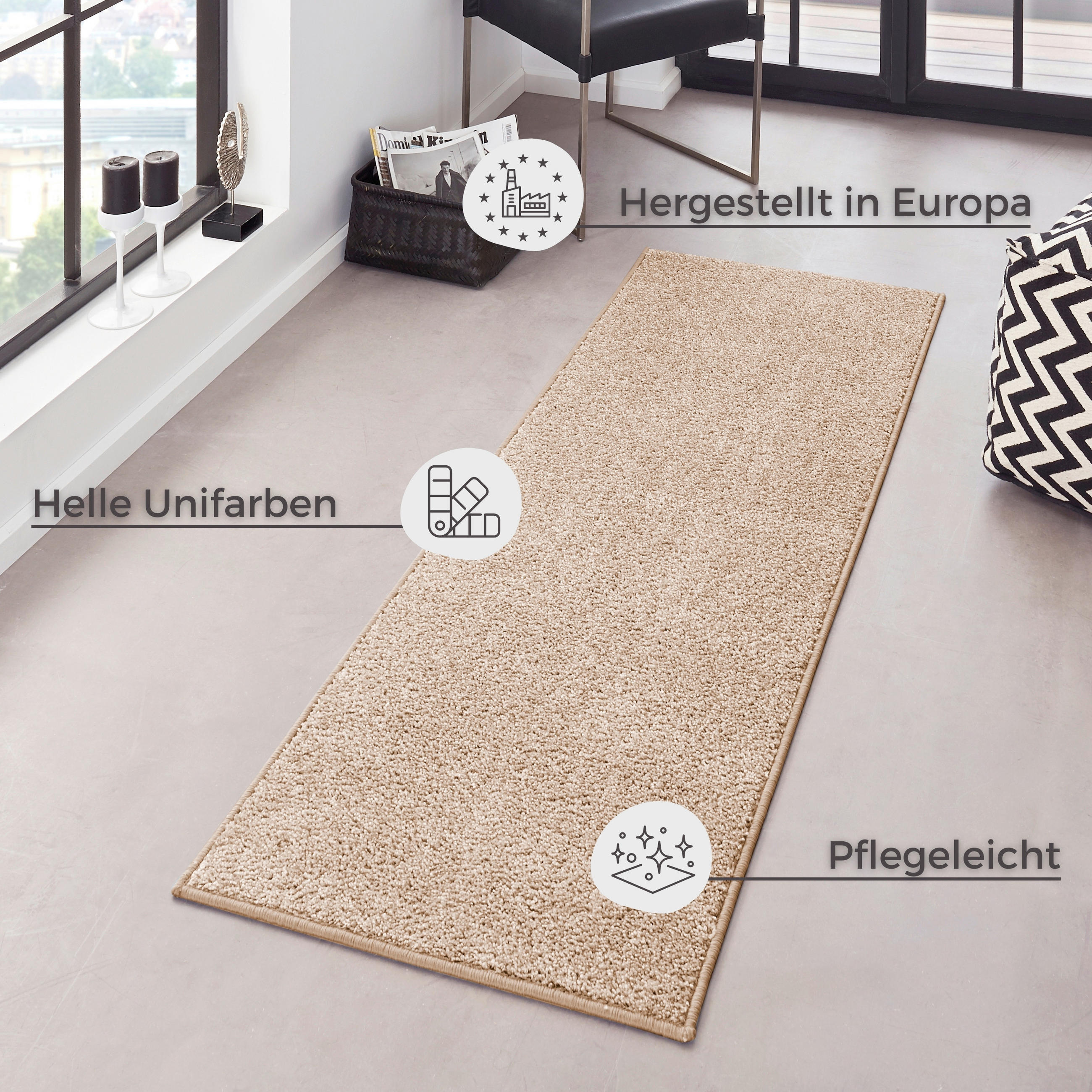 LÄUFER 80/300/300 cm Pure  - Taupe/Creme, Basics, Kunststoff (80/300/300cm)
