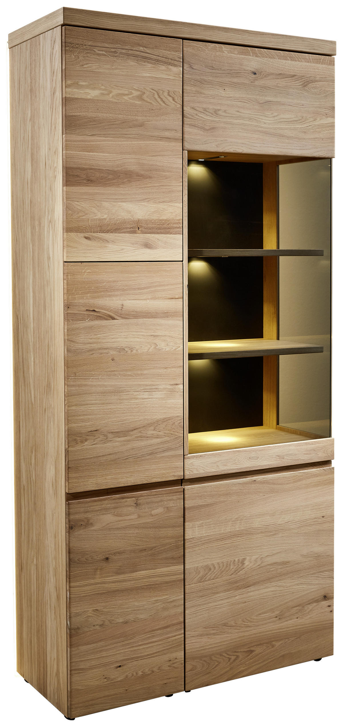 VITRINE in teilmassiv Wildeiche Anthrazit, Eichefarben  - Eichefarben/Anthrazit, Natur, Glas/Holz (100/211/43cm) - Venjakob