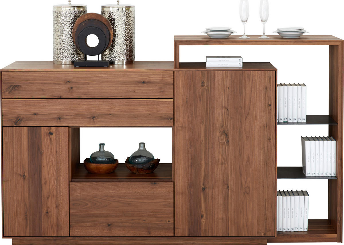HIGHBOARD  in 198/119/46 cm  - Nussbaumfarben/Grau, Natur, Holz/Holzwerkstoff (198/119/46cm) - Anrei