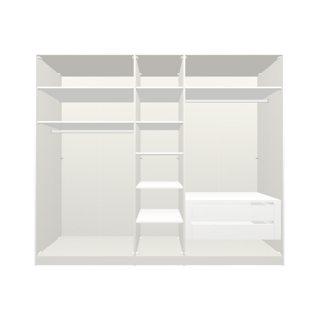 Thumbnail - Boxxx Drehtürenschrank, Weiß, Holzwerkstoff, 8 Fächer, 2 Schubladen, 253x215x59 cm, erweiterbar, Beimöbel erhältlich, um...