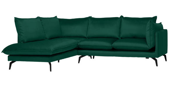 ECKSOFA in Samt Grün  - Schwarz/Grün, Design, Textil/Metall (200/241cm) - Carryhome