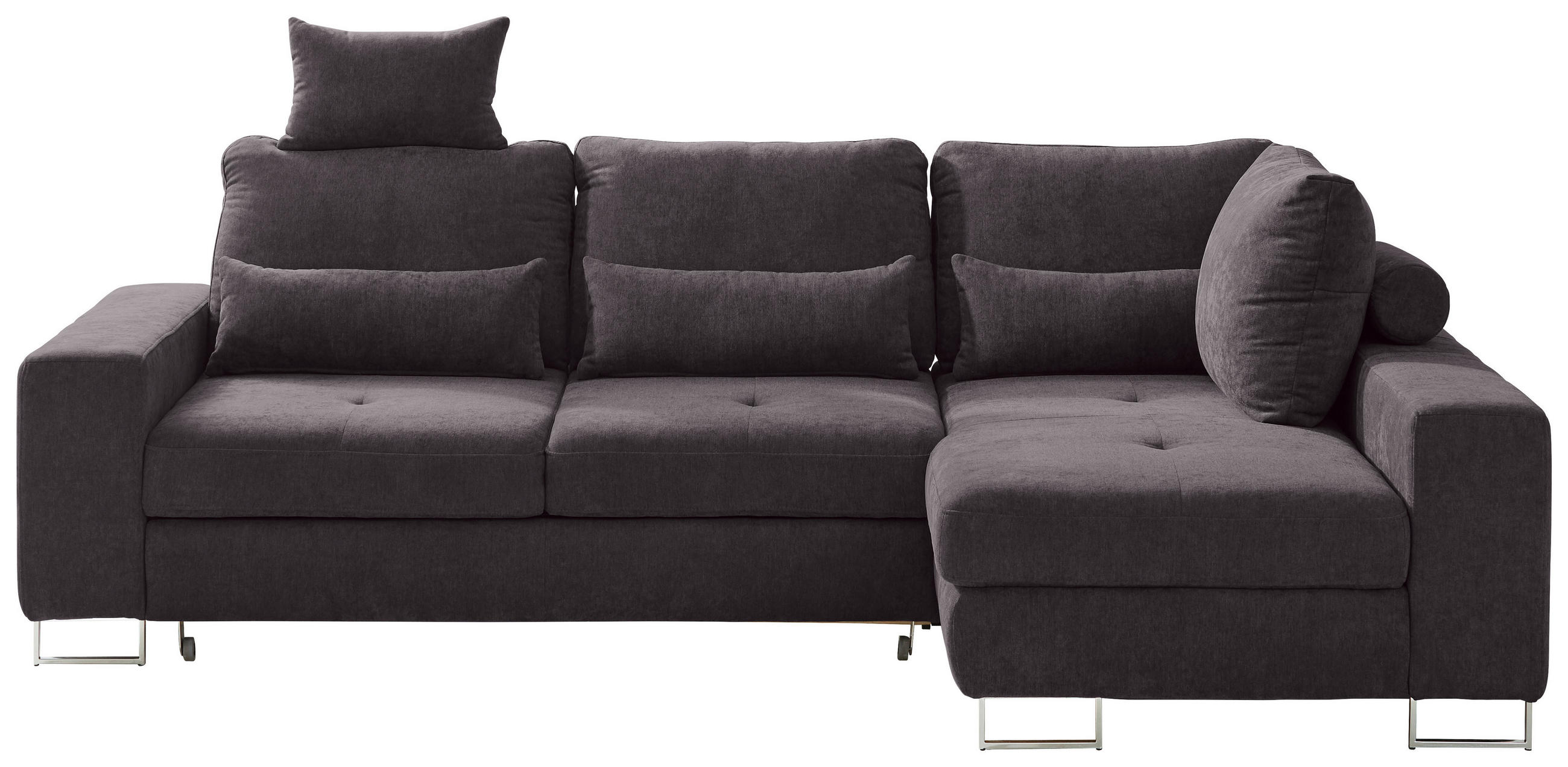 ECKSOFA in Flachgewebe Dunkelbraun  - Dunkelbraun, Design, Textil/Metall (260/188cm) - Hom`in