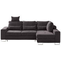 SEDEŽNA GARNITURA, gladka tkanina temno rjava  - temno rjava, Design, kovina/tekstil (260/188cm) - Hom`in