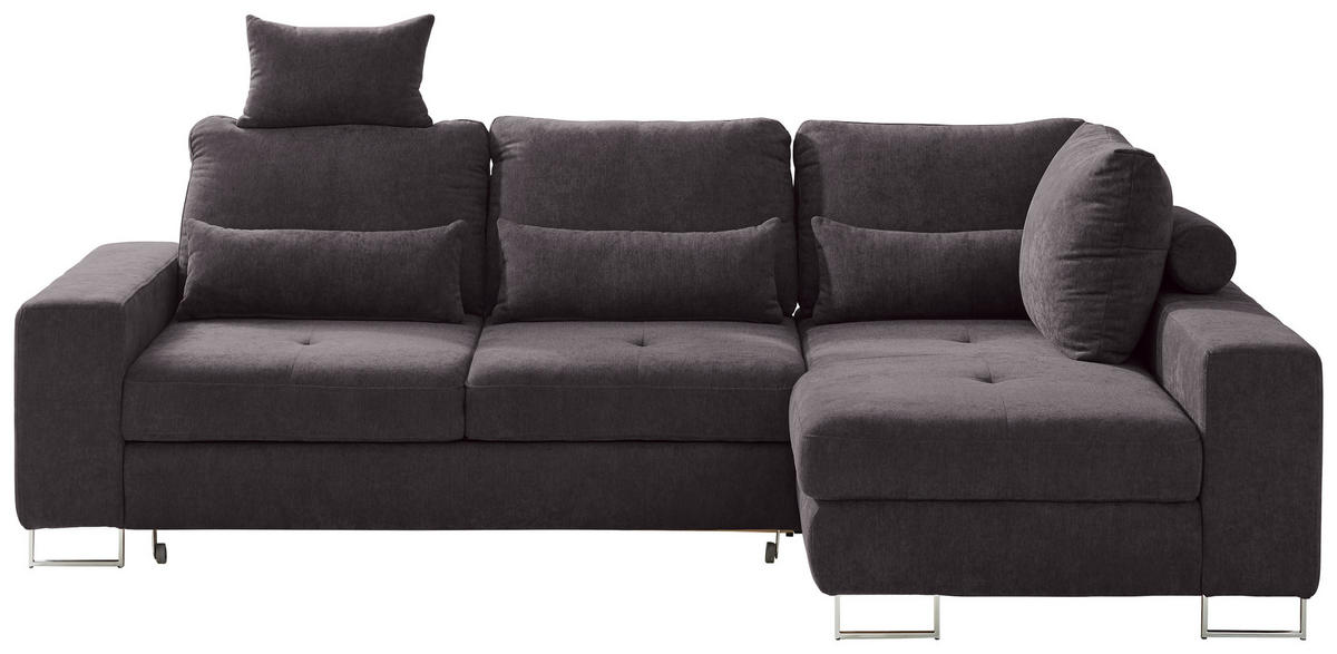 SEDEŽNA GARNITURA, gladka tkanina temno rjava  - temno rjava, Design, kovina/tekstil (260/188cm) - Hom`in