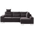 ECKSOFA in Flachgewebe Dunkelbraun  - Dunkelbraun, Design, Textil/Metall (260/188cm) - Hom`in