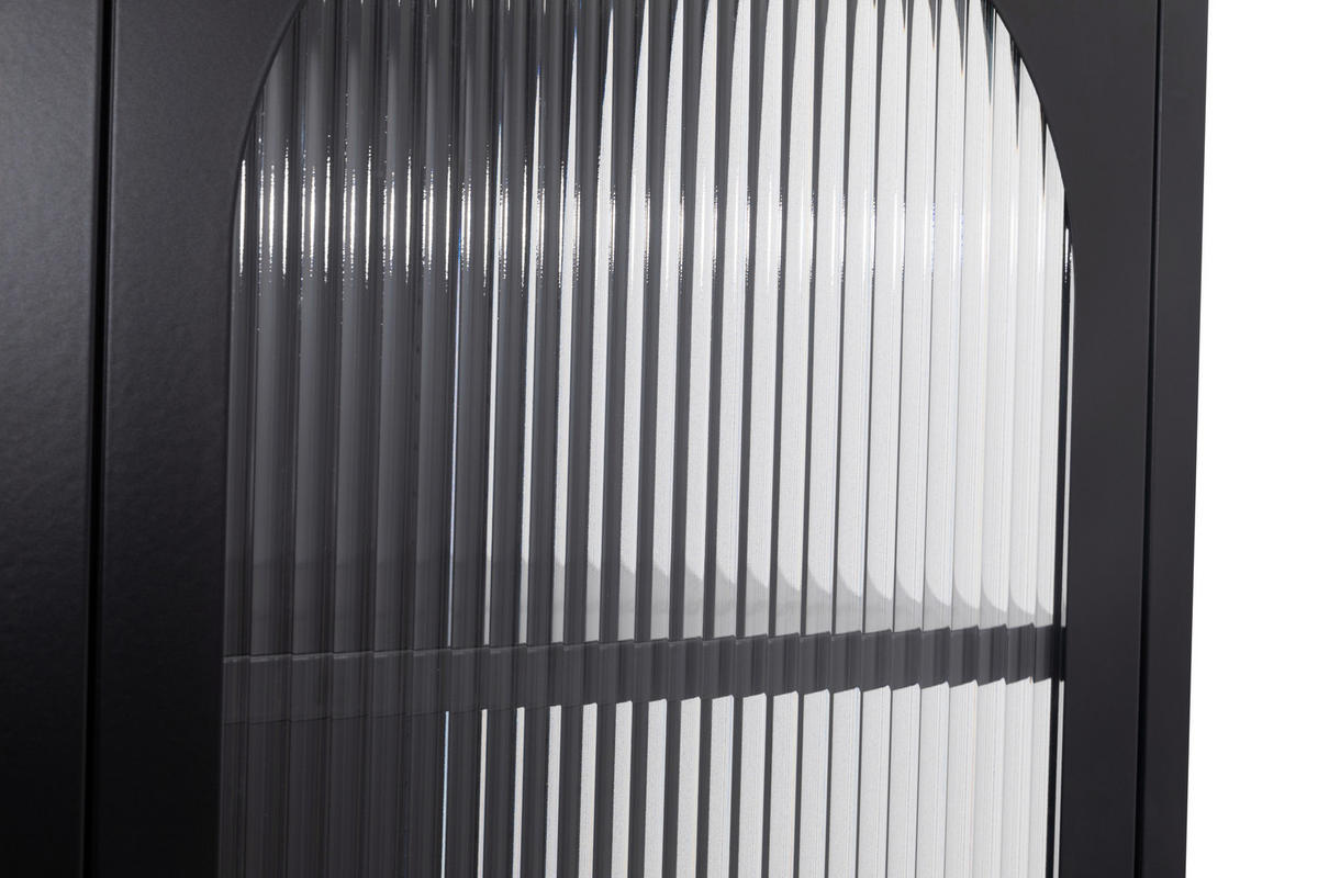 VITRINE  in Schwarz  - Transparent/Goldfarben, Design, Glas/Metall (80/110/40cm) - MID.YOU