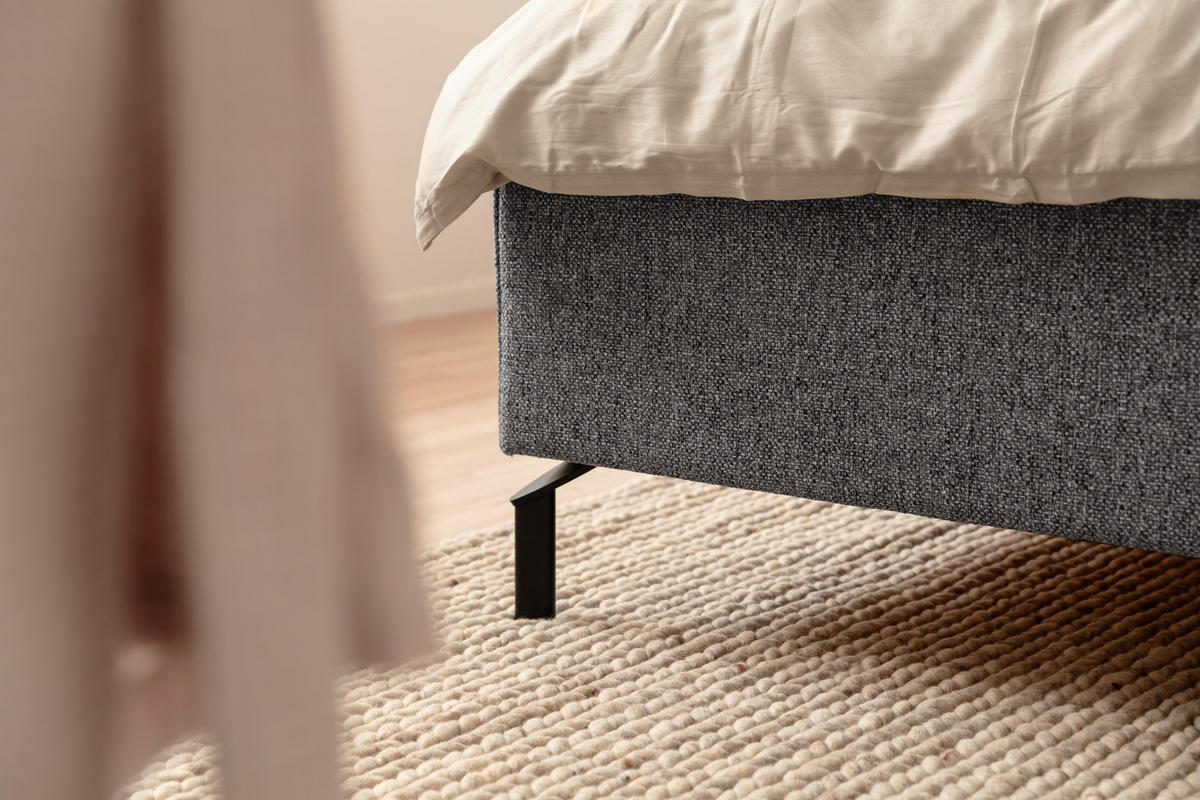 POLSTERBETT Lattenrost, Bettkasten Grau 180/200 cm  - Birkefarben/Buchefarben, Design, Holz/Textil (180/200cm) - Schöner Wohnen