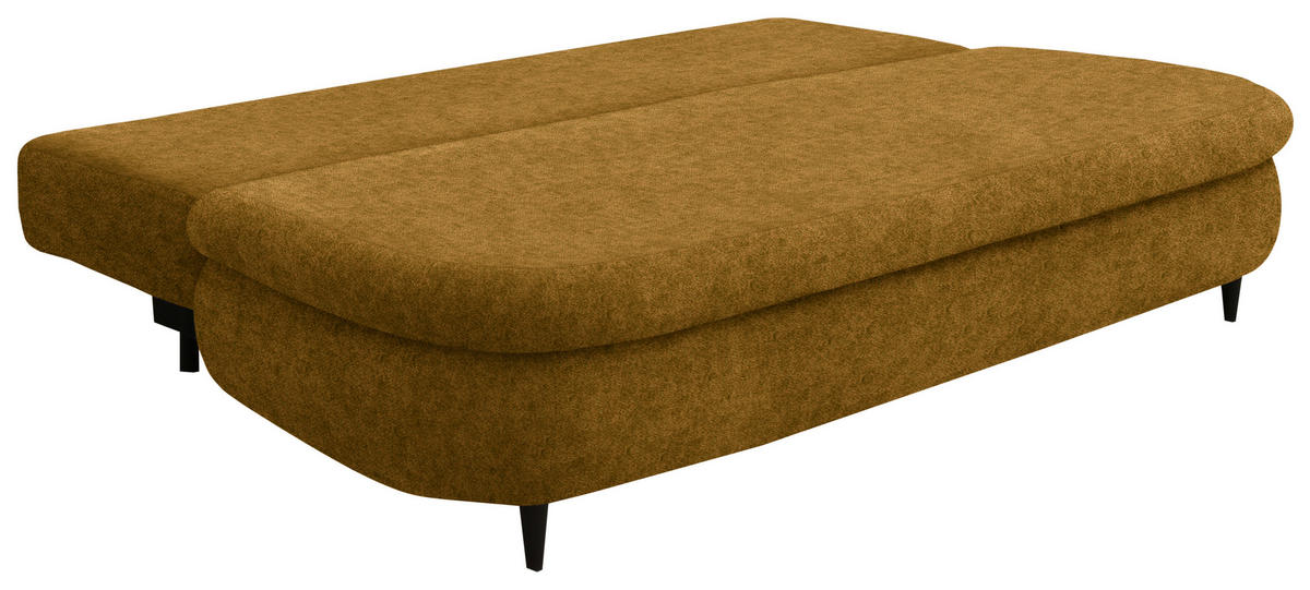 SCHLAFSOFA in Velours Currygelb  - Currygelb/Schwarz, Design, Holz/Textil (213/89/105cm) - Novel