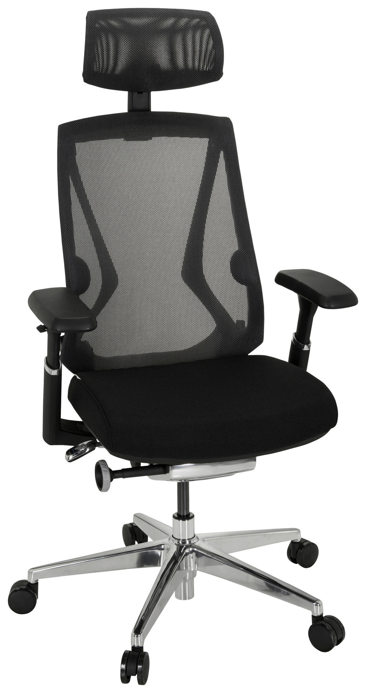 SNURRSTOL  i nätklädsel, flatväv svart  - silver/svart, Modern, metall/textil (75/120/75cm) - MID.YOU