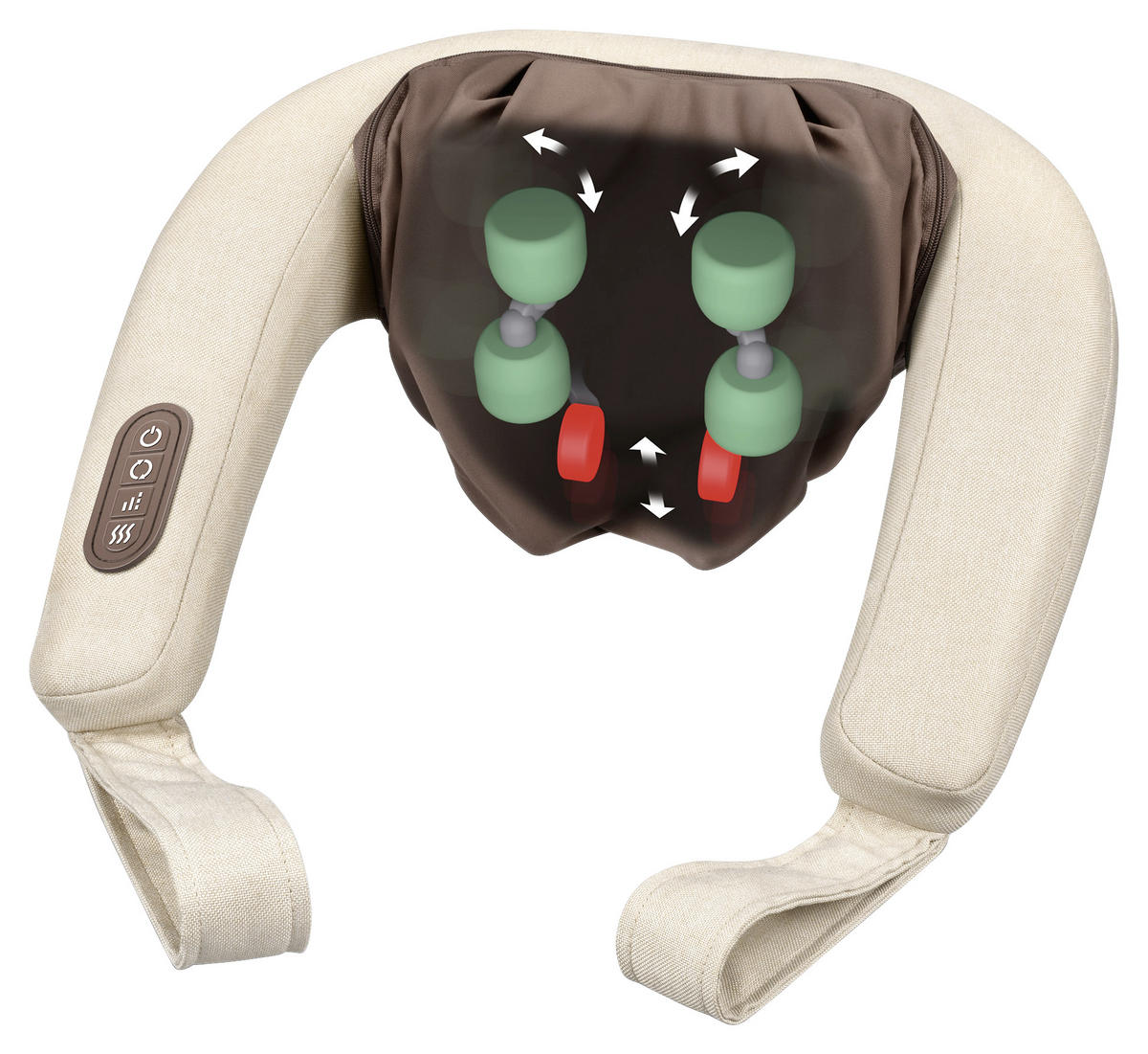 NACKENMASSAGEGERÄT - Creme/Braun, Design, Textil (55/39/19cm) - Beurer