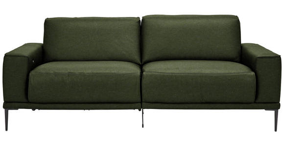 2,5-SITZER  in Echtleder Thymiangrün   - Thymiangrün/Schwarz, Design, Leder/Metall (200/102/92cm) - Johann Jakob