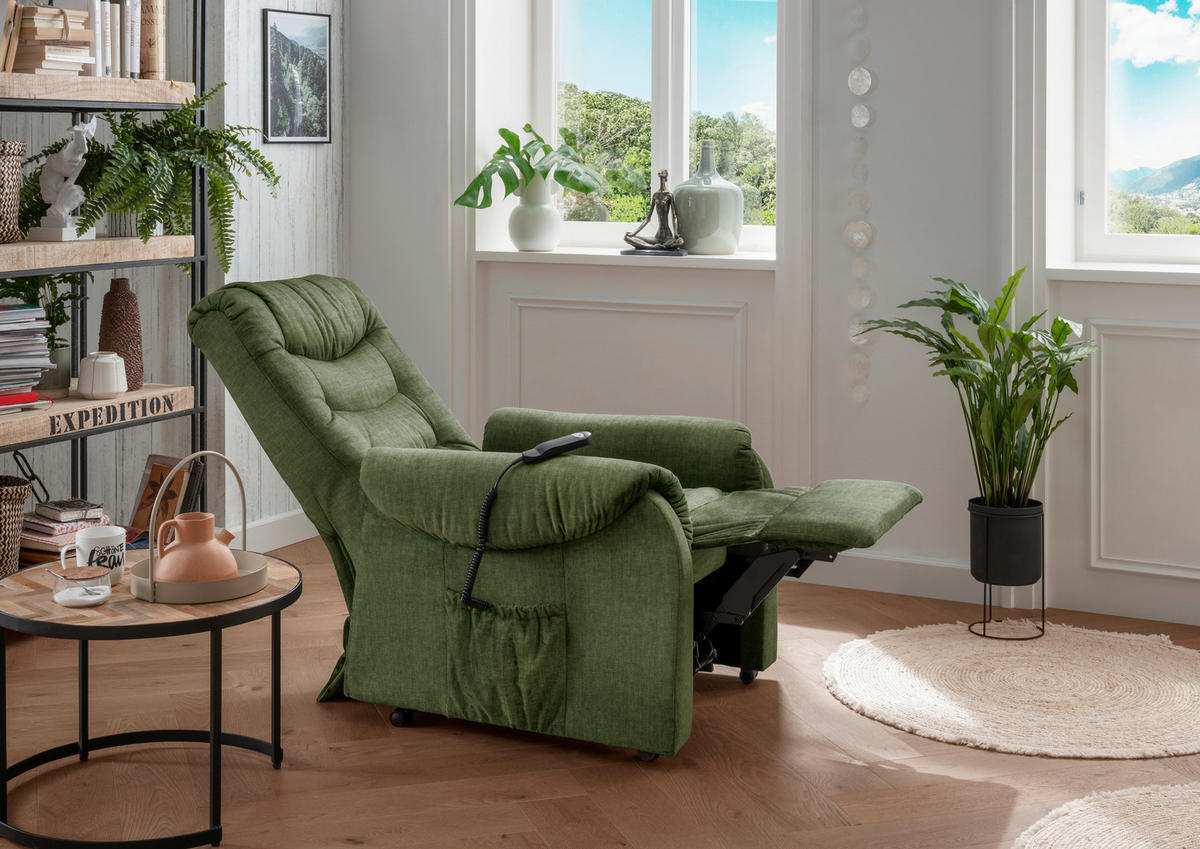 FERNSEHSESSEL in Velours Dunkelgrün  - Dunkelgrün/Schwarz, Design, Kunststoff/Textil (76/106/94cm) - Livetastic