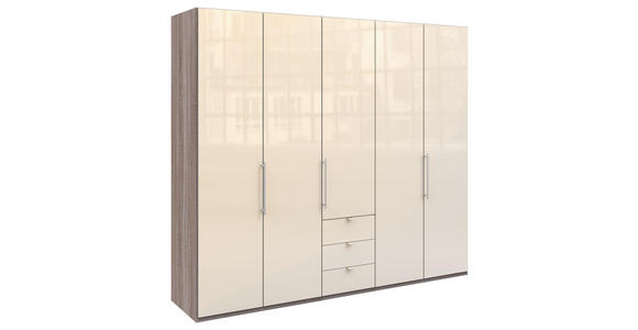 FALTTÜRENSCHRANK  in Trüffeleichefarben, Magnolie  - Chromfarben/Magnolie, KONVENTIONELL, Glas/Holzwerkstoff (250/216/58cm) - Venda