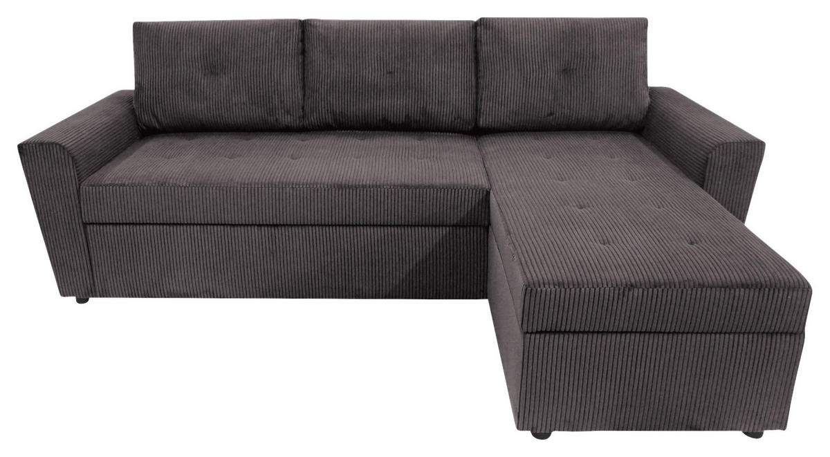 ECKSOFA TERMOLI in Cord Graubraun  231/155 cm  - Graubraun/Schwarz, Design, Kunststoff/Textil (231/155cm) - MID.YOU
