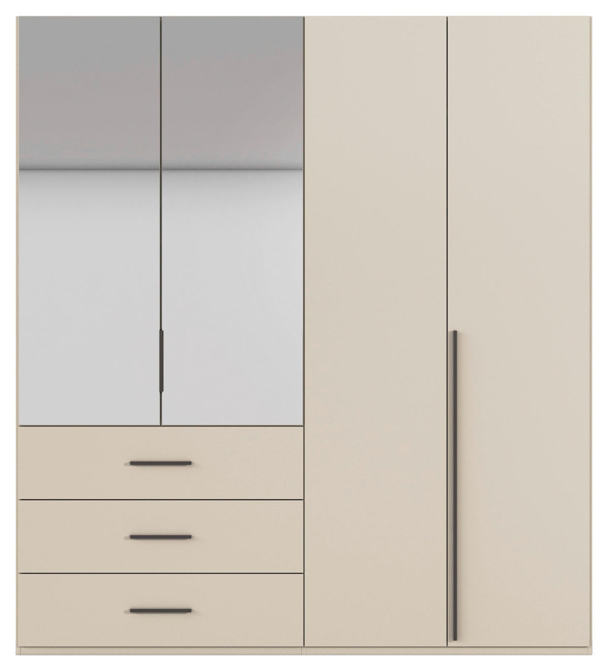 DREHTÜRENSCHRANK 201/223/60 cm,  in Champagner, 4-türig  - Champagner/Graphitfarben, Design, Glas/Holzwerkstoff (201/223/60cm) - home24