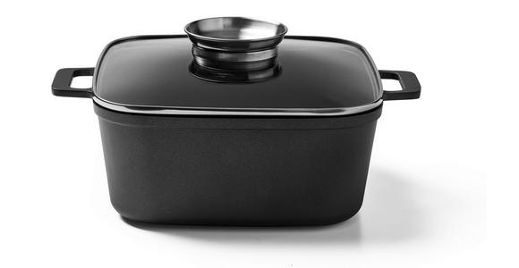 SERVIERPFANNE Greblon®-Antihaftbeschichtung - Klar/Edelstahlfarben, Basics, Glas/Metall (24/24/10,5cm) - Homeware Profession.