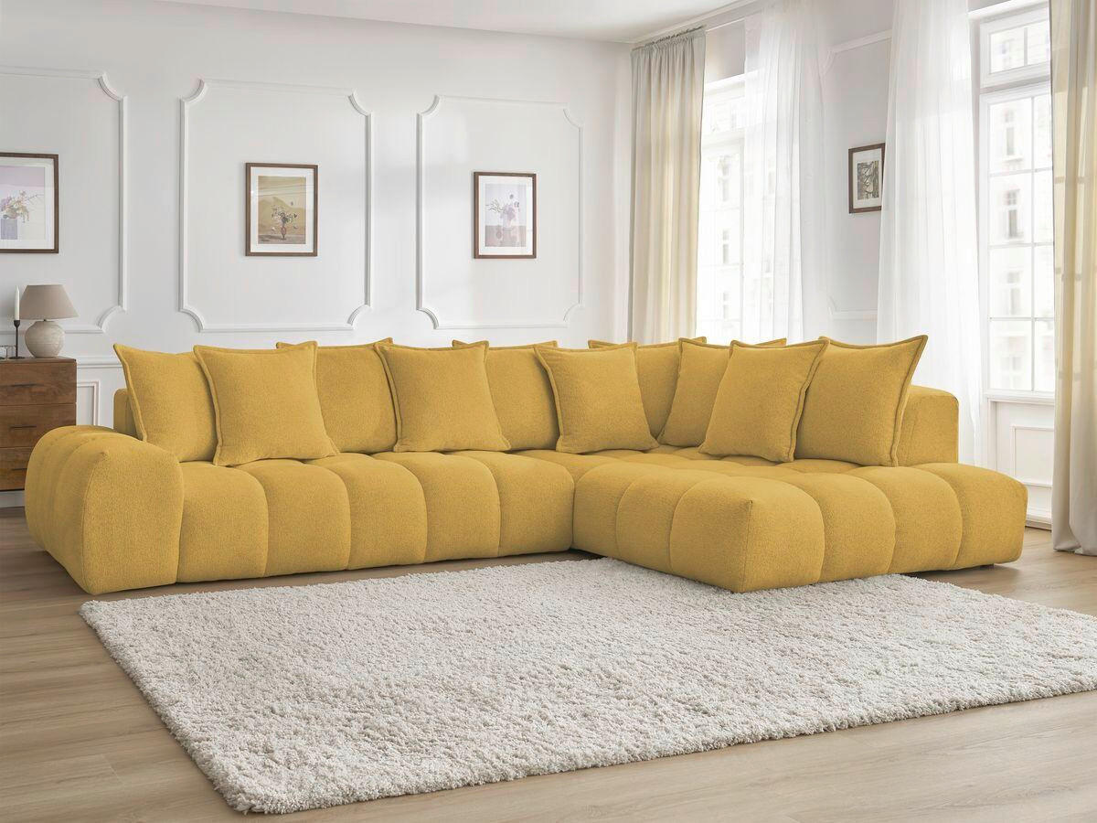 ECKSOFA Ottomane rechts  EVEREST Gelb Flachgewebe  - Gelb/Schwarz, MODERN, Kunststoff/Textil (352/210cm) - Livetastic