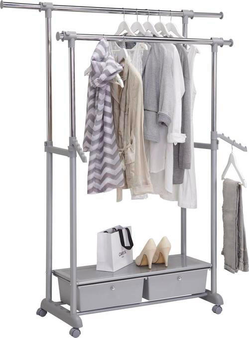 KLEIDERWAGEN in Grau, Chromfarben 92-143/116-176/44 cm   - Chromfarben/Grau, Basics, Kunststoff/Metall (92-143/116-176/44cm) - Carryhome