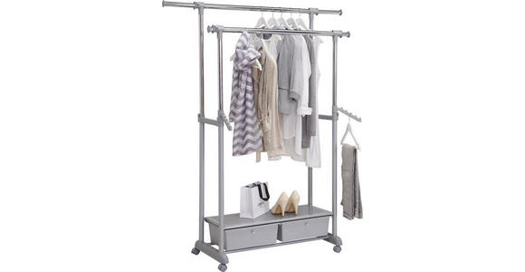KLEIDERWAGEN in Grau, Chromfarben 92-143/116-176/44 cm - Chromfarben/Grau, Design, Kunststoff/Metall (92-143/116-176/44cm) - Carryhome