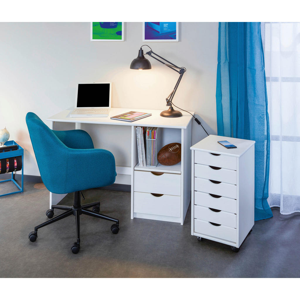 Thumbnail - Mid.you Rollcontainer Interlink Simon, Weiß, Holz, Kiefer, massiv, 6 Schubladen, 35x65x40 cm, Arbeitszimmer, Container, ...