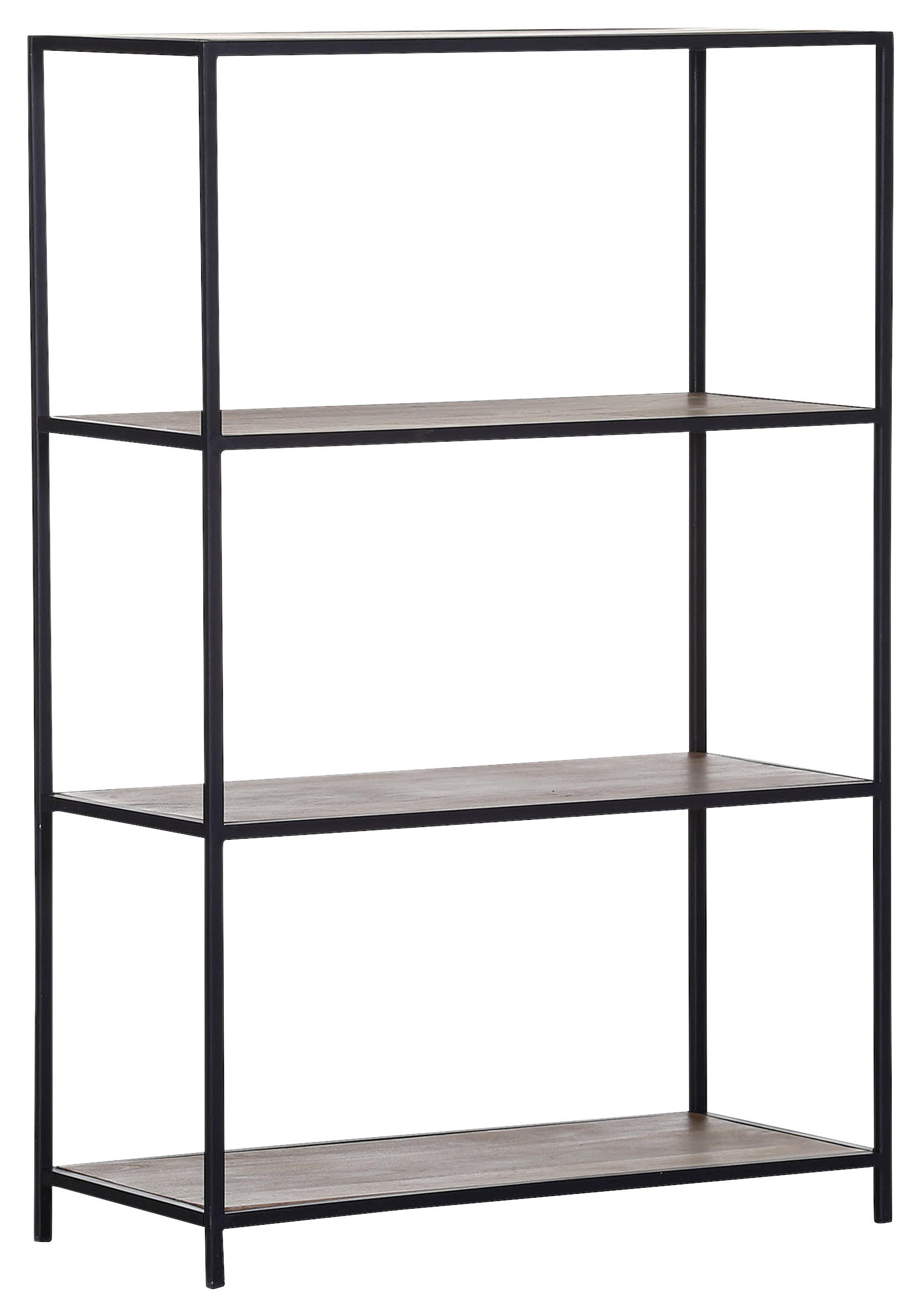 REGAL Akazie massiv Schwarz, Akaziefarben  - Schwarz/Naturfarben, Trend, Holz/Metall (77/114/35cm) - Livetastic
