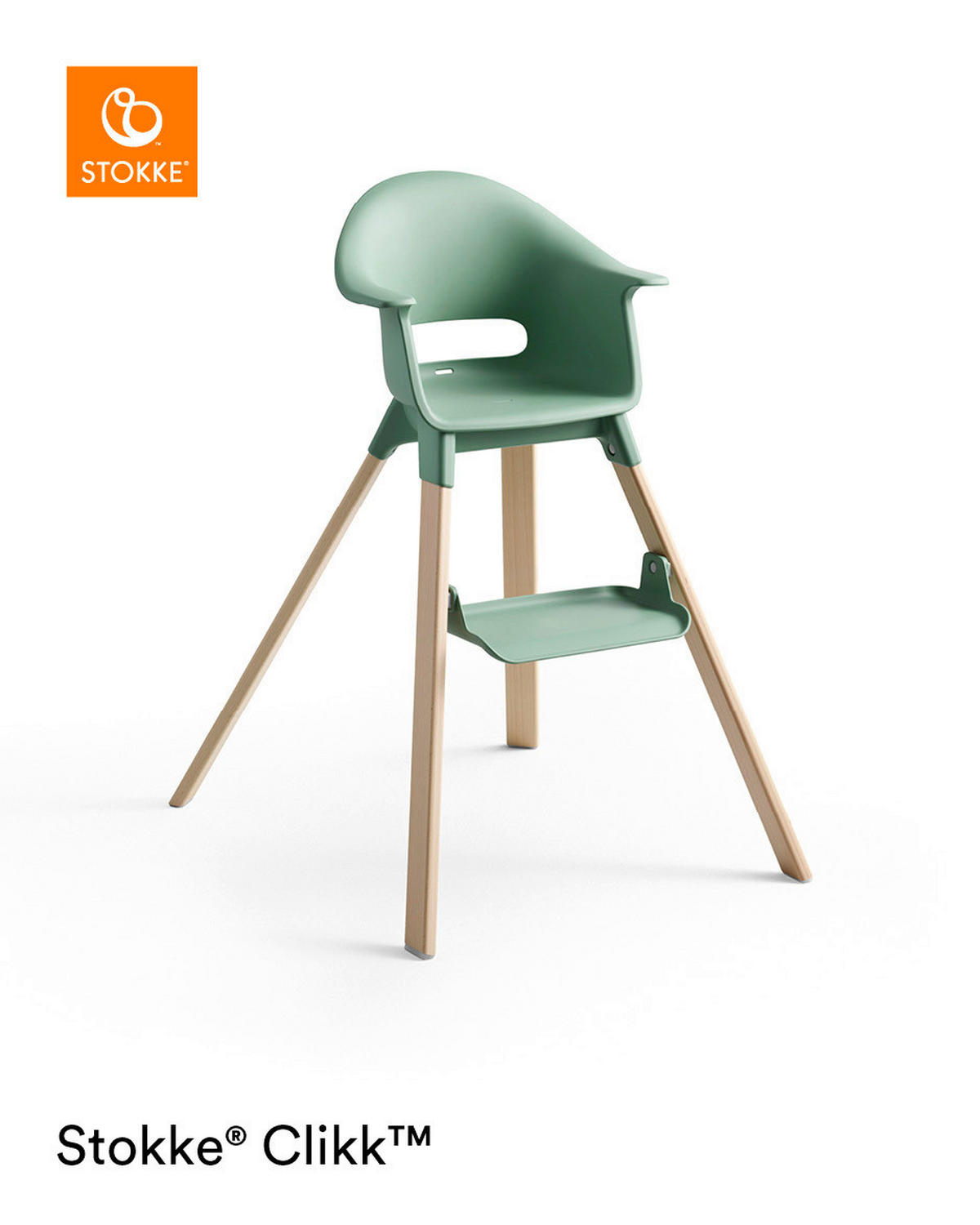 HRANILICA  Clikk  - pastelno zelena/prirodne boje, Basics, drvo/plastika (56/69/59cm) - Stokke