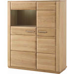 HIGHBOARD  in 107/131/38 cm  - Edelstahlfarben/Buchefarben, KONVENTIONELL, Glas/Holz (107/131/38cm) - Novel