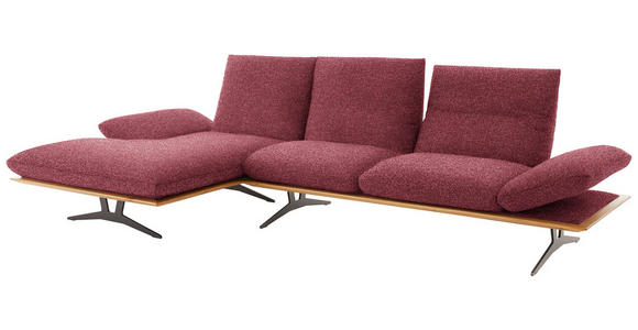 ECKSOFA in Flachgewebe Rot  - Rot/Schwarz, Design, Holz/Textil (159/314cm) - Dieter Knoll