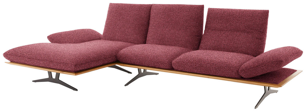 ECKSOFA in Flachgewebe Rot  - Rot/Schwarz, Design, Holz/Textil (159/314cm) - Dieter Knoll
