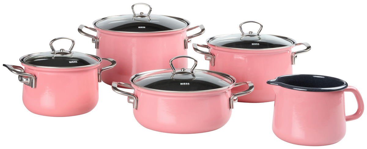 KOCHTOPFSET PINK 5-teilig  - Pink, KONVENTIONELL, Metall (48,50/28,50/39cm) - Riess