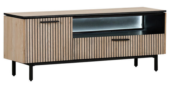 LOWBOARD in 145/55/42 cm - Eichefarben/Schwarz, Trend, Holzwerkstoff/Metall (145/55/42cm) - Carryhome