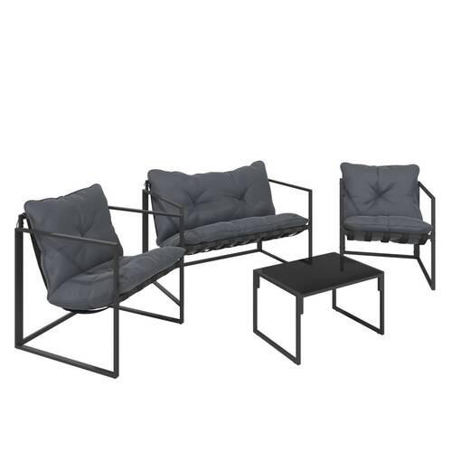 ZAHRADNÍ JÍDELNÍ SET čtyřdílné, kov, sklo, textil - černá/tmavě šedá, Trend, kov/textil (114/67/70cm) - Ambia Garden