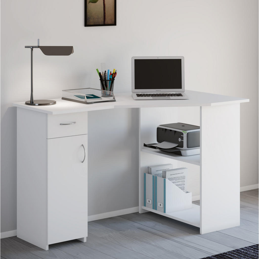 Thumbnail - Mid.you Eckschreibtisch, Weiß, Kunststoff, 1 Schubladen, Sockel, 118x76x77 cm, Regal, Arbeitszimmer, Schreibtische, Ecks...