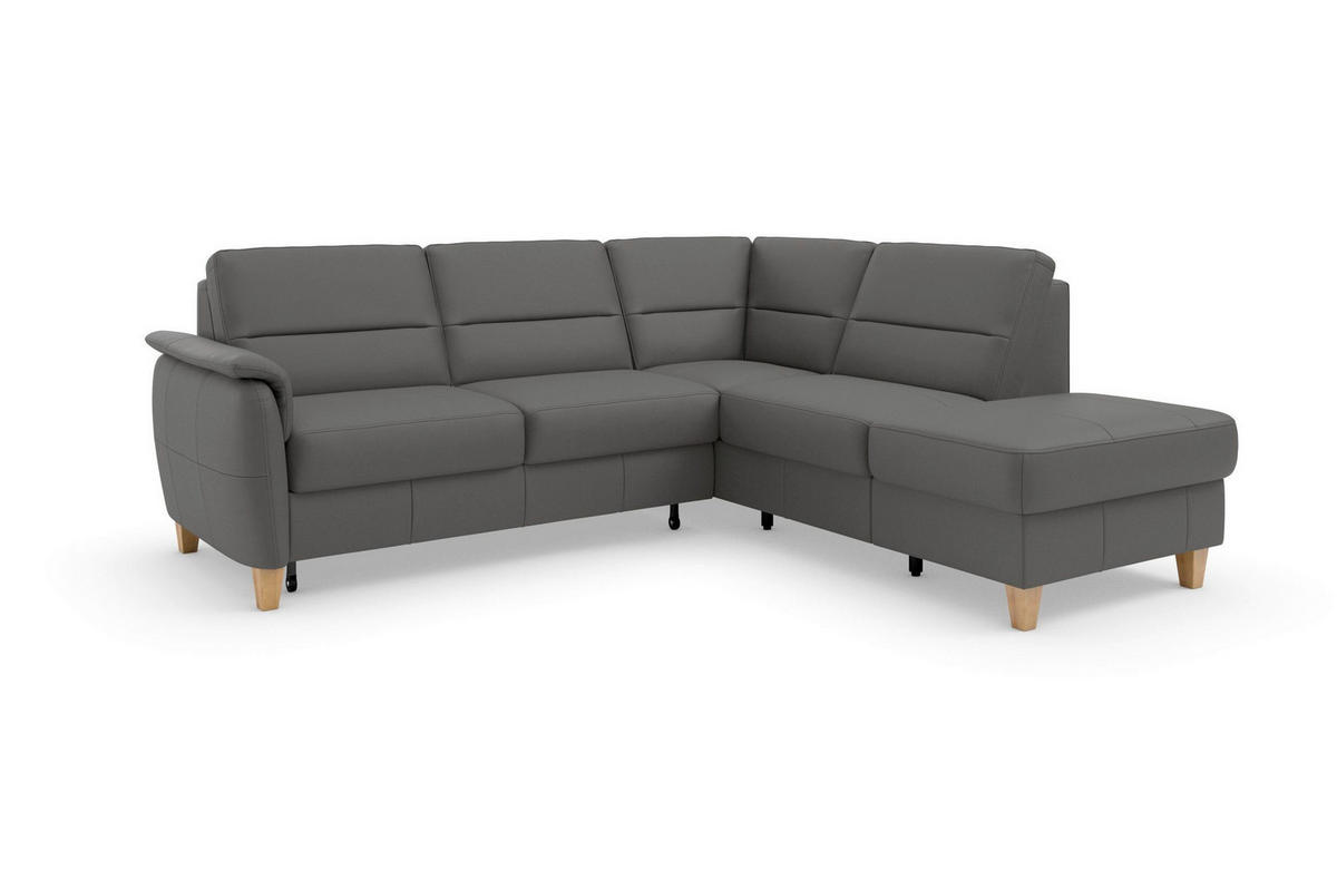 ROHOVÁ SEDAČKA, textil, kůže, mokka - barvy dubu/mokka, Basics, dřevo/textil (236/212cm) - Sit & More