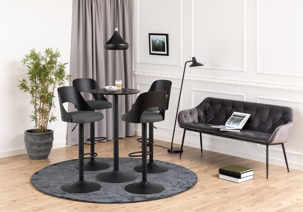 TABURET DE BAR in textil gri închis  - gri închis/negru, Modern, metal/lemn (47/113/50,5cm) - MID.YOU