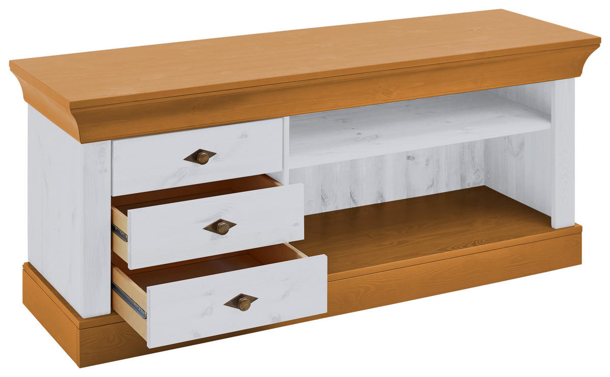 LOWBOARD  in 143/59/45 cm  - Bernsteinfarben/Weiß, ROMANTIK / LANDHAUS, Holz/Metall (143/59/45cm) - Boxxx