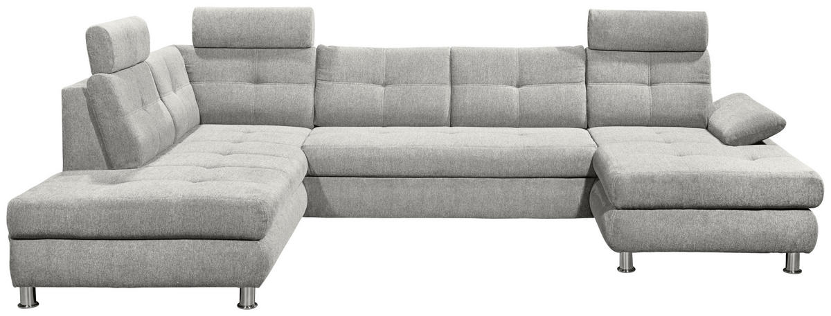 WOHNLANDSCHAFT Silberfarben Webstoff  - Silberfarben, MODERN, Kunststoff/Textil (233/349/177cm) - MID.YOU
