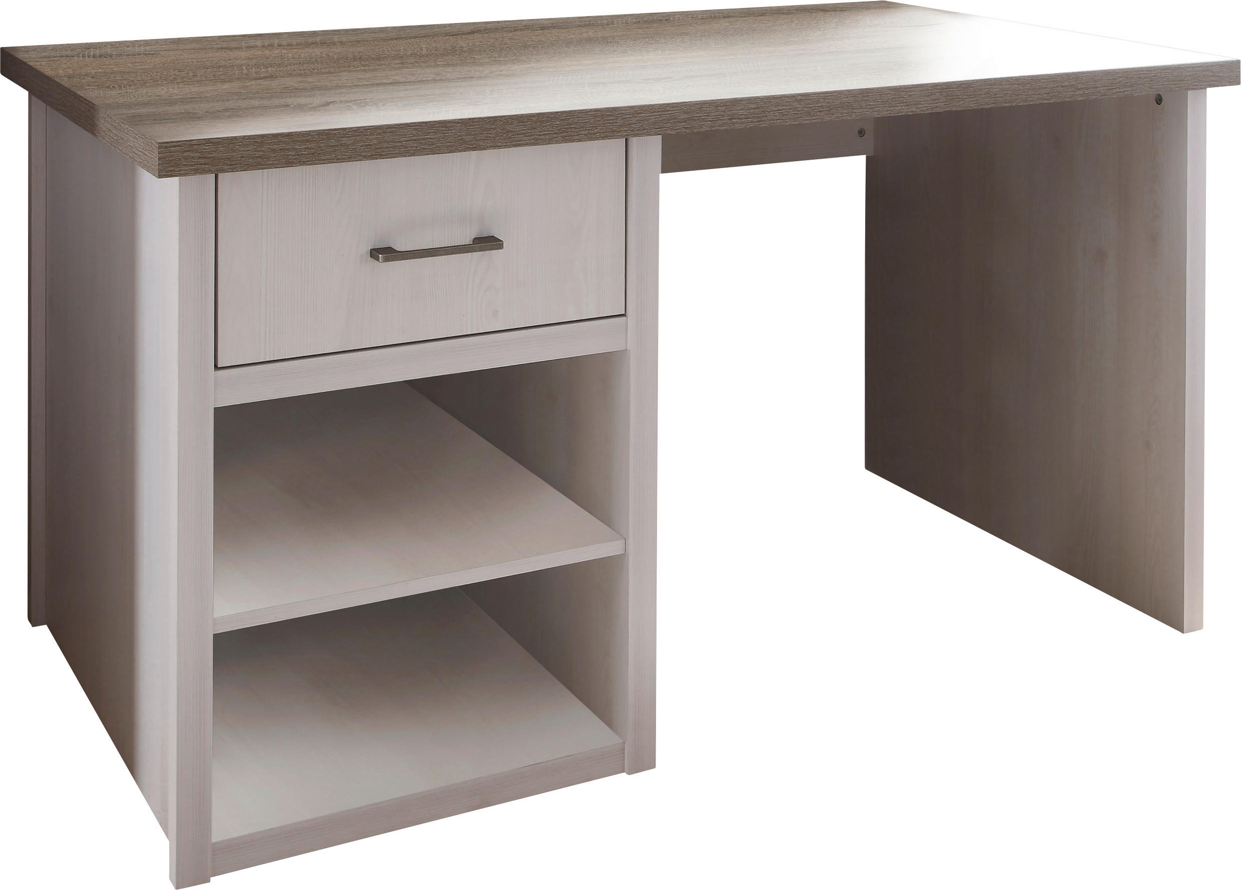 SCHREIBTISCH 141/81/77 cm in Weiss, Trüffeleichefarben - Weiss/Trüffeleichefarben, Lifestyle, Holzwerkstoff/Metall (141/81/77cm) - Carryhome