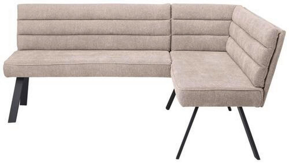 ECKBANK 195/155 cm beflockt Braun, Schwarz   - Schwarz/Braun, Design, Textil/Metall (195/155cm) - Cantus